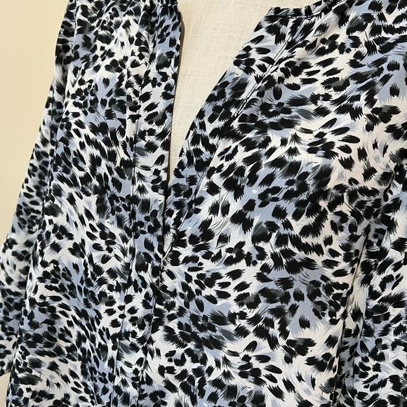 Leopard Print Button Up Long Sleeve Blouse Cuffed Office Small - Picture 5 of 11